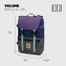 Topo Designs Rover Pack Classic - Daily Daypack for Commutes, Day Trips, Hikes, Iconic Denver Design, Recycled Nylon, (Loganberry/Crackle)