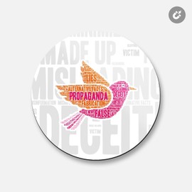 Unbranded Propaganda Word Cloud Bird Animal | 4'' X 4'' Round Decorative Magnet