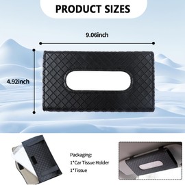 Car Tissue Holder,Leather Car Organizer Car Tissue Box Holder with Plaid Design,Universal Car Accessories Interior Car Napkin Holder for Visor,Door,Center Console,Sunroof