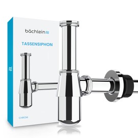 Bächlein Universal cup siphon for washbasins, odour trap with cleaning opening and installation instructions (English language not guaranteed) – drain fitting – design siphon drain set bottle siphon