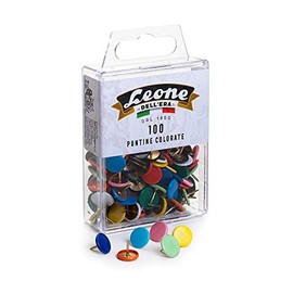 100 Coloured Leone Dell'Era Thumbtacks - Hanging Box - Made in Italy