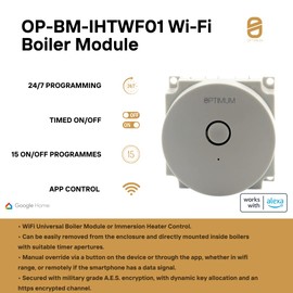 Optimum OP-BM/IHTWF01 Wi-Fi Enabled Universal Boiler Module/Immersion Heater Control, 230 V, White