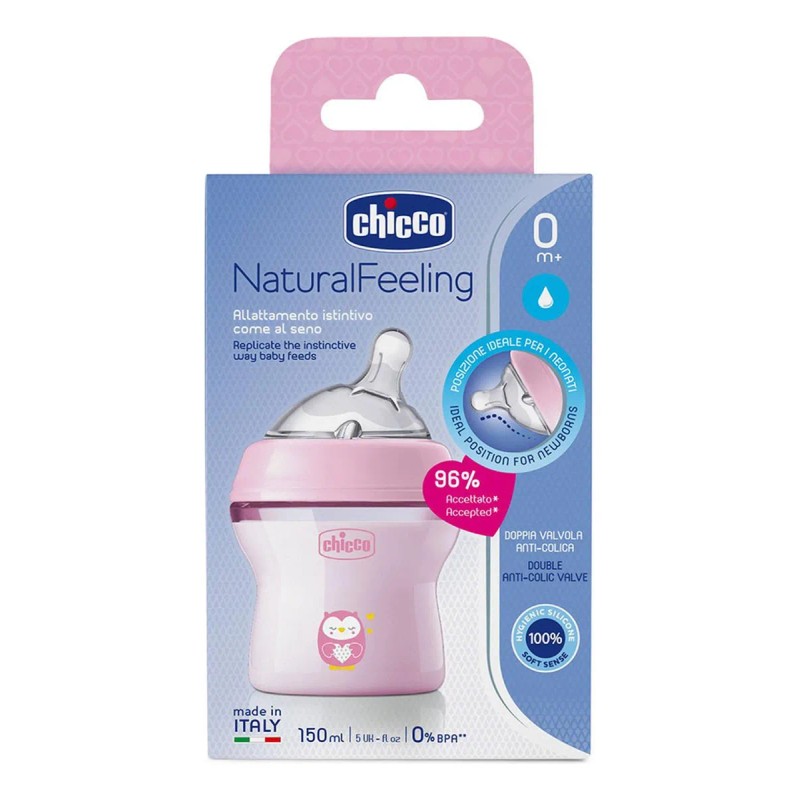 Chicco Biberón Natural Feeling 150 Ml Rosa. Recién Nacidos Color