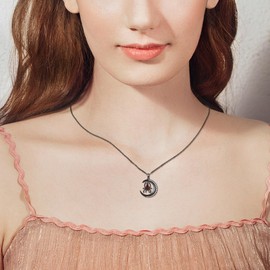 URONE Spider Moon Necklace Sterling Silver Black Spider Pendant Necklace Gothic Jewellery for Women