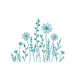 Wildflowers Car Decal, Wildflower Boho Car Decal, Plant Lover Gift Idea, Botanical Leaf Sticker, Bumper Stickers, Car Sticker, Decor Sticker, Waterproof, Car Window Decals, (7" wide, Teal)