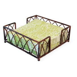 Boston International Arch Design Cocktail Napkin Holder Caddy, Aged Chestnut