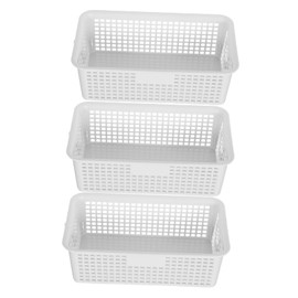 ULTECHNOVO 3pcs Mini Plastic Storage Baskets Desktop Organizer Bins for Makeup Stationery Sundries Lightweight Dual Handle Design Versatile Use Home Office Bathroom
