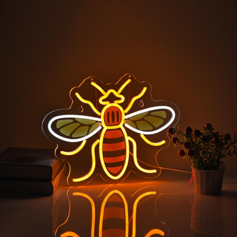 Bee Neon Sign for Wall Décor with Dimmable Switch LED