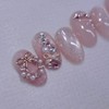 Rosé Holiday Handmade Nail Tips Pink Tree Nail - Almond