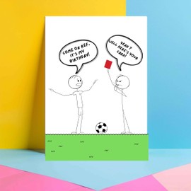 Funny Football Birthday Card, Football Birthday Card, Birthday Card Football, Football Card, Birthday Card For Him, Football Red Card