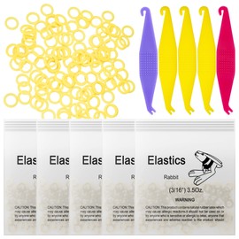 500 Pcs Orthodontic Elastic Rubber Bands, 3.5 Ounces Heavy Dental Rubber Traction Bands, Free Elastic Placer for Braces (3/16",Rabbit)