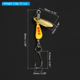 PATIKIL Fishing Spinners 1/10 oz, 5 Pack Single Hook Trout Lures Teardrop Fishing Lures Inline Spinner with Tackle Boxes for Freshwater Saltwater Fishing, Yellow/Red