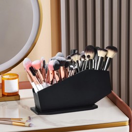 Milageto Makeup Brush Holder with 4 Compartment Durability Sturdy Container Portable Pencil Holder for Countertop Home Vanity Bathroom