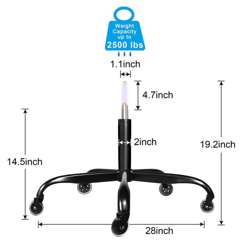 Frassie 28 Inch Office Chair Metal Base Replacement Heavy Duty