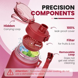 AOPREL Leakproof Water Bottle 1L/650ML with Time Marker, BPA-Free Tritan