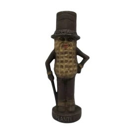 Planters Mr. Peanut Cast Iron Bank With Painted Rusted Antique Finish