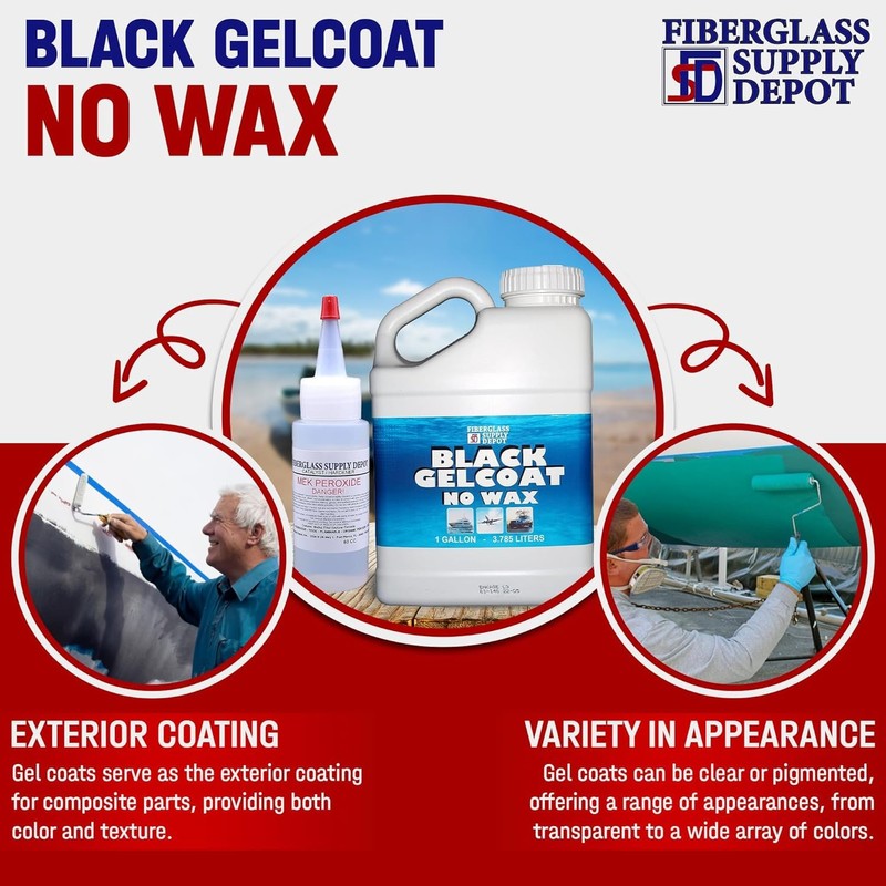 Black Gelcoat No Wax Gallon with 60cc Hardener (MEKP)