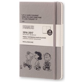 Moleskine Taschenkalender, 18 Monate, Peanuts, Wochen Notizkalender, 2016/2017, Groß, A5, Hard Cover, dunkel grau
