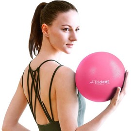 9 Inch Core Ball, Small Exercise Ball With Exercise Guide Barre Ball Mini Yoga Ball For Pilates, Yoga, Core Training, Physical Therapy, Balance, Stability, Stretching - Color: Rose Pink