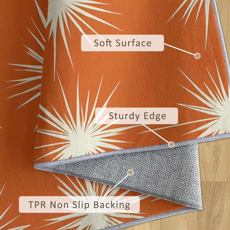 Orange Atomic Throw Rugs for Entryway 2x3