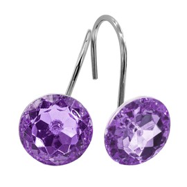 MitoVilla Purple Shower Curtain Hooks Rings, Metal Shower Hooks for Shower Curtain Liner, Purple Rust Proof Shower Rings for Curtain Accessories and Bathroom Shower Rod, 12 Pack Bathroom Set