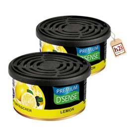 h2i Premium Lemon Fragrance Tin (Pack of 2) | Car Air Freshener and Fragrance Dispenser for Camping, Office & Home | 60 Days Fresh Fragrance with Volume Regulation | Fits in Drink Holder | Includes
