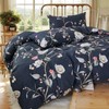 Grey Floral Bedding Set Queen Cotton Duvet Cover Botanical Reversible