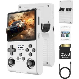 Dpofirs R40S Pro Retro Gaming Console, 30000 Games, 45 Emulators, 3.5in Screen, OTG, 3.5mm Jack (White)