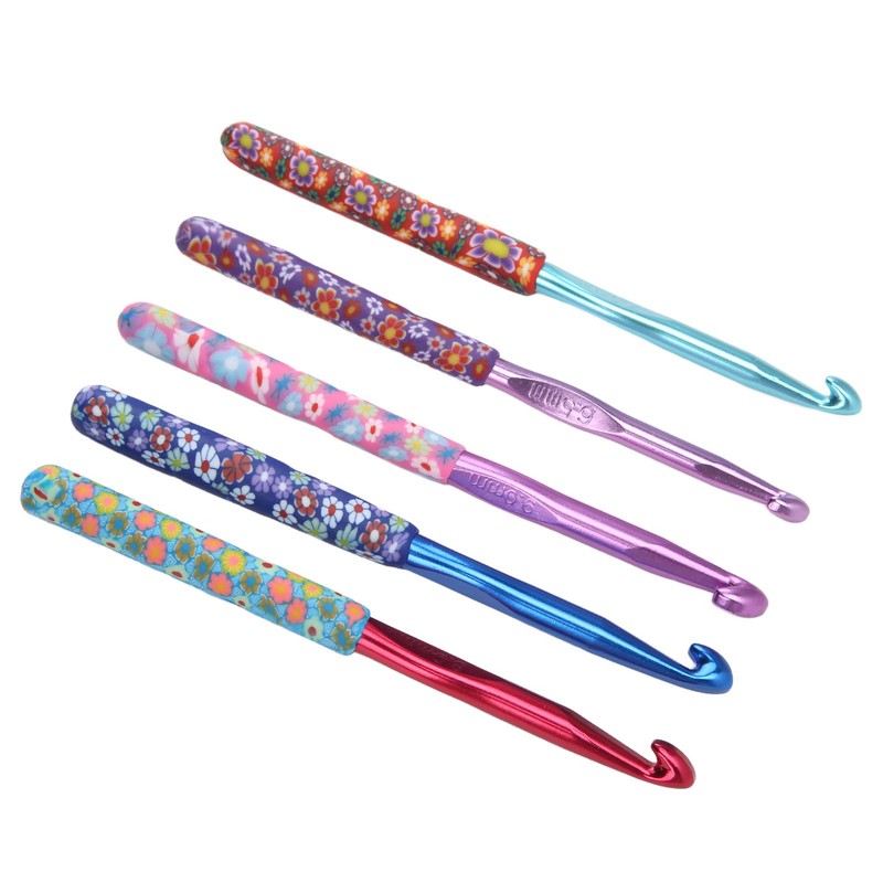 QANYEGN 5Pcs Crochet Hooks, Soft Handle Crochet Needle Set, Soft