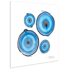 Empire Art Direct Mineral Rings II Abstract Wall Art on Frameless Free Floating Tempered Glass Panel Ready to Hang, Living Room, Bedroom ＆ Office, 24 in x 24 in x 0.2 in, Blue, White