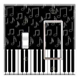 Graphics Wallplates - I Love Piano - Toggle Rocker/GFCI Combo Wall Plate Cover