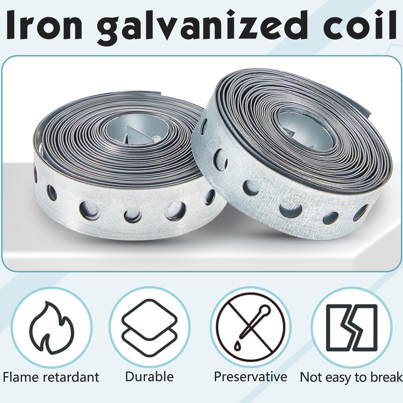 Gisafai 4 Pcs Galvanized Hanger Strap Metal Strapping with Holes