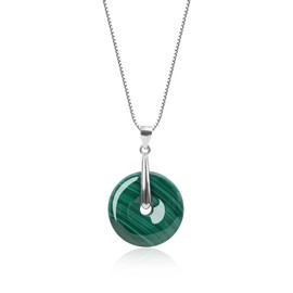 COAI 925 Sterling Silver Necklace Donut Malachite Crystal Necklace for Women