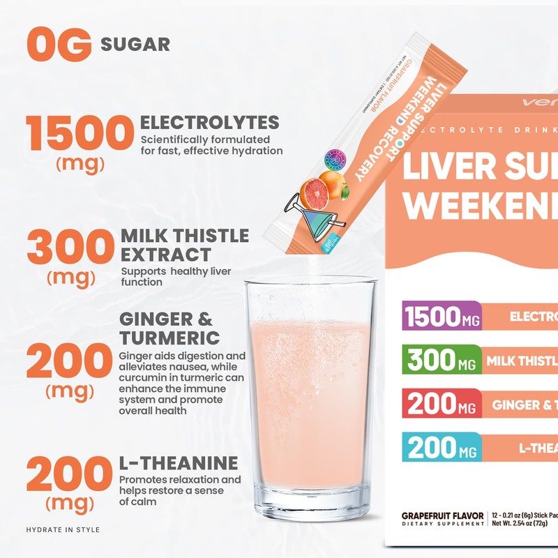Venture Pal Liver Support Electrolyte Powder, Milk Thistle + Ginger