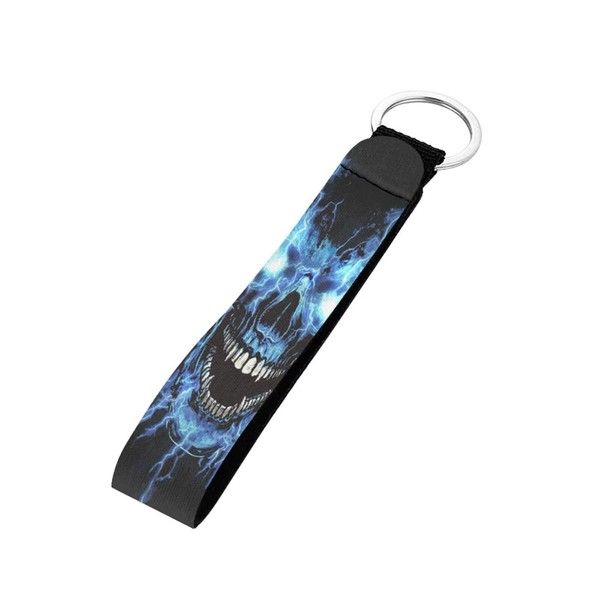 SEANATIVE Lightweight Auto Keychain Lightning Skull Print Strap Key Chain