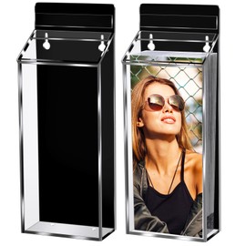 2 Pack Outdoor Brochure Holder Advertising Pamphlet Display Box with Lid Wall Mount Flyer Holder Acrylic Envelope Holder Waterproof Outdoor Brochure Box for Store Literature Display (Clear and Black)