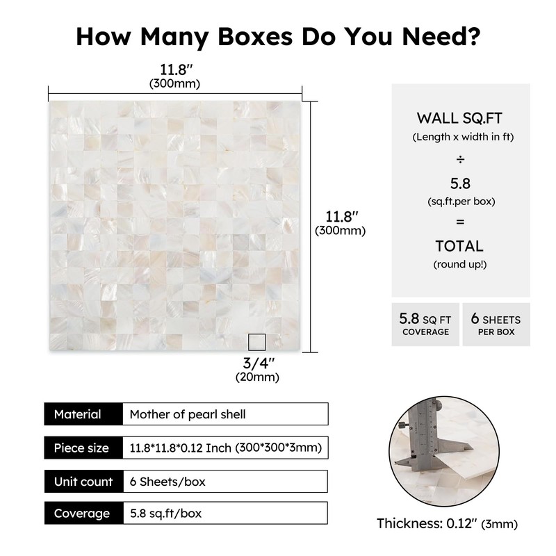 Diflart Peel and Stick Mother of Pearl Backsplash Tiles, Herringbone,