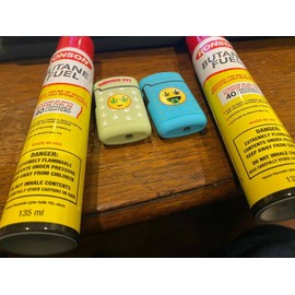 Eagle LOT of 2 EAGLE SMOKEMOJIS BUTANE TORCH LIGHTER -and 2 Ronson Butane fuel 135 ml