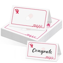 AmazingSpark 50 Pcs Hospital Themed Food Folding Tent Cards Nurse Graduation Party Table Place Cards for Table Setting Name Cards for Nurse Graduation Party Supplies