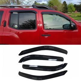 Kucaruce 94539 Side Window Visors Wind Vent Deflector,4pcs Out-Channel Tape On Dark Smoke Nice Sun Rain Guards fit for 2005-2015 Nissan Xterra