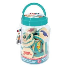 Ludi - Bath Game - 2-in-1 - Couple Animal Puzzle Puzzle Game from 18 Months - 24 Pieces Made of Waterproof Foam - Storage Container Included - Sea Theme