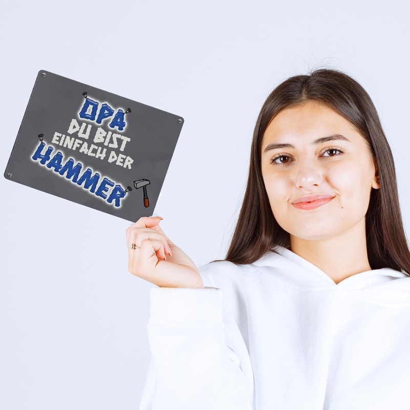 Metal Sign with German Text "Opa Du bist einfach der