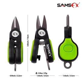 SAMSFX Fishing Nipper with Retractable Tether, Stainless Steel Blades that Cut Braid, Mono and Fluoro Lines, SNIP, Fishing Line Cutters (Green)