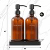 Prus Waso Amber Glass Soap Dispenser Set, Hand Soap and