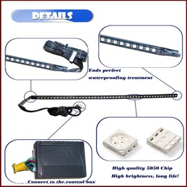 Juren RGB LED Knight Rider Scanner Light Strip 23inch 48-SMD Multicolored LED Flash Strobe Grille Light Car Truck Interior Exterior Lighting (Knight Rider Light)