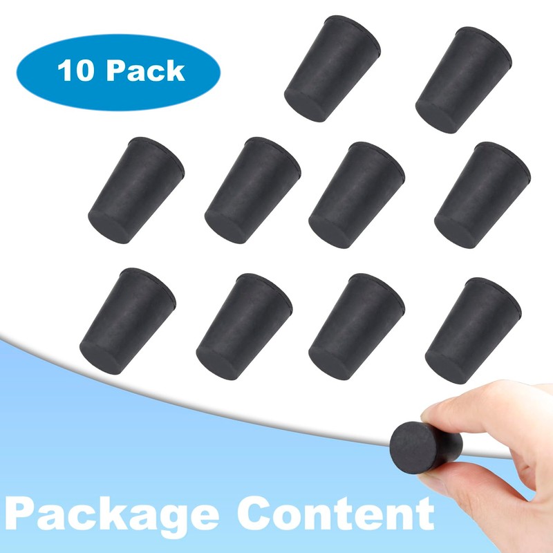 10pcs 0# Black Tapered Shaped Solid Rubber Stopper for Lab