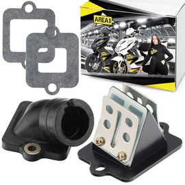 Area1 Membrane Block + Intake Manifold for 50cc 2T Compatible with Piaggio TPH Zip NRG Power MC2 MC3 Liberty Fly. Suitable for Gilera Runner 50 Vespa S Primavera ET2 LX LXV Sprint Aprilia SR 50R Motard