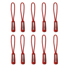 Loople Zipper Pulls with Reflective Material Zipper Chuck Easy to Open and Close Easy Installation Easy Grip Non-slip Zipper Tabs Pull Cord 5 Colors Set of 10 Each (Red)