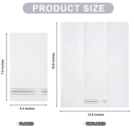 Servilletas de papel forradas de plata de 100 servilletas elegantes de cena, servilletas de papel blanco y plateado de 3 capas, toallas de mano desechables para baño, boda, aniversario, novia, baby shower, fiesta de cumpleaños