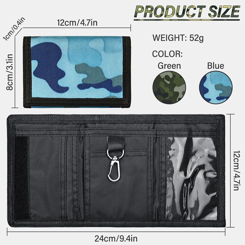 AfitLulu Men's Camouflage Wallet with Coin Compartment and Key Ring,